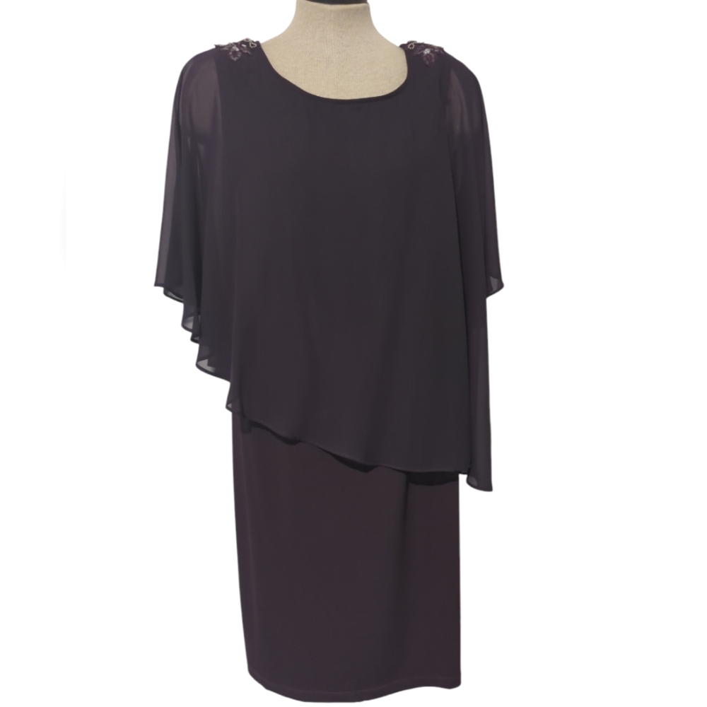 Karen Stevens Purple Formal Dress Slimming Sheer Overlay Size 18W-489